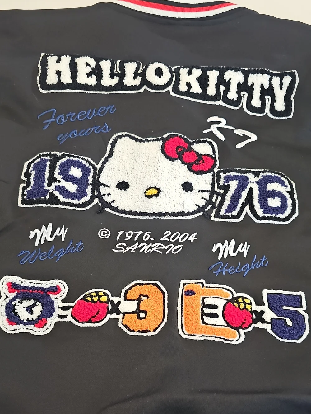 New Sanrio 2XL & 1X Hello Kitty 1976-2005 Colorful Patchwork Varsity Jacket - Picture 9 of 16